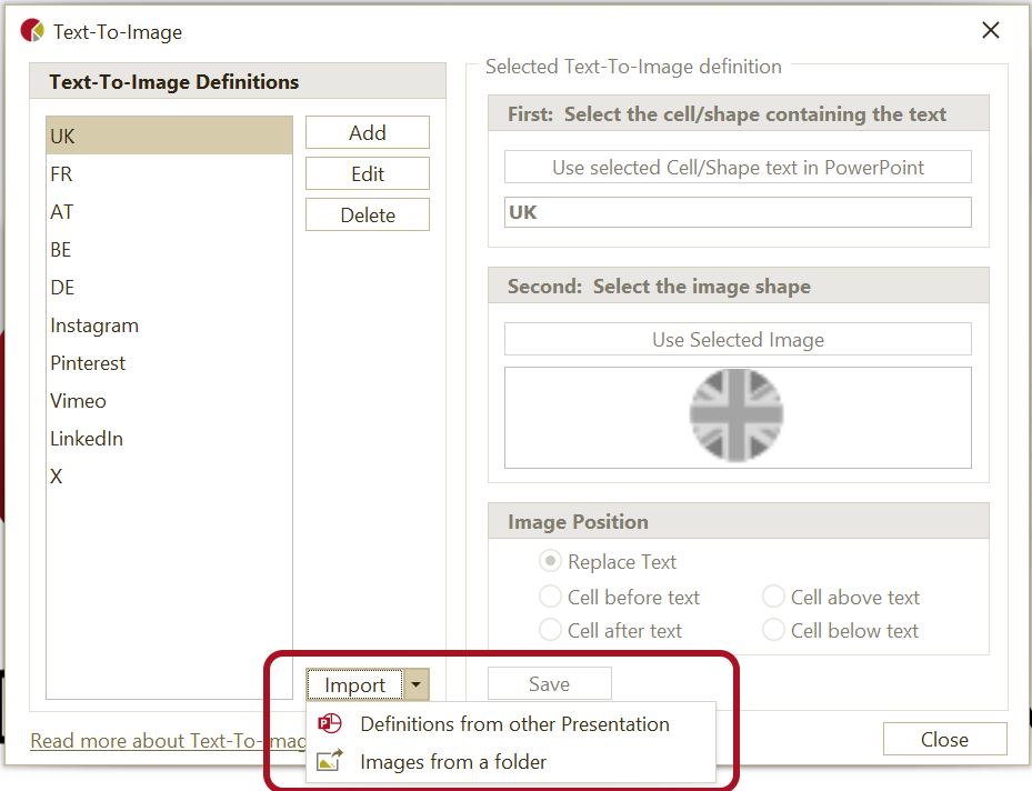 Import Text-To-Image definitions